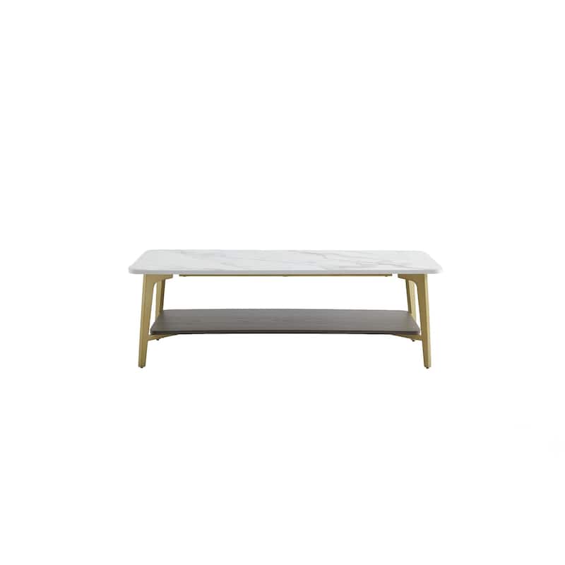 Modern Coffee Table Stylish Coffee Table Rectangular Center Table Side Table with Open Space, for Living Room‌