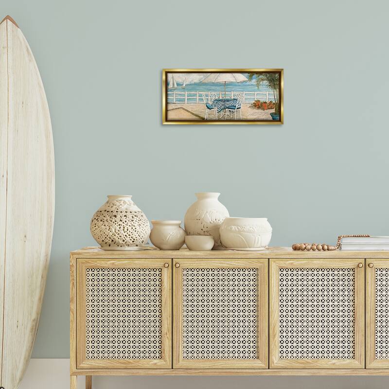 Stupell Coastal Restaurant Overlook Framed Floater Canvas Wall Art Design By Charlene Olson