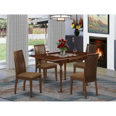 5-Piece Mahogany Finish Solid Wood Top - Dining Room Set - Seats 4