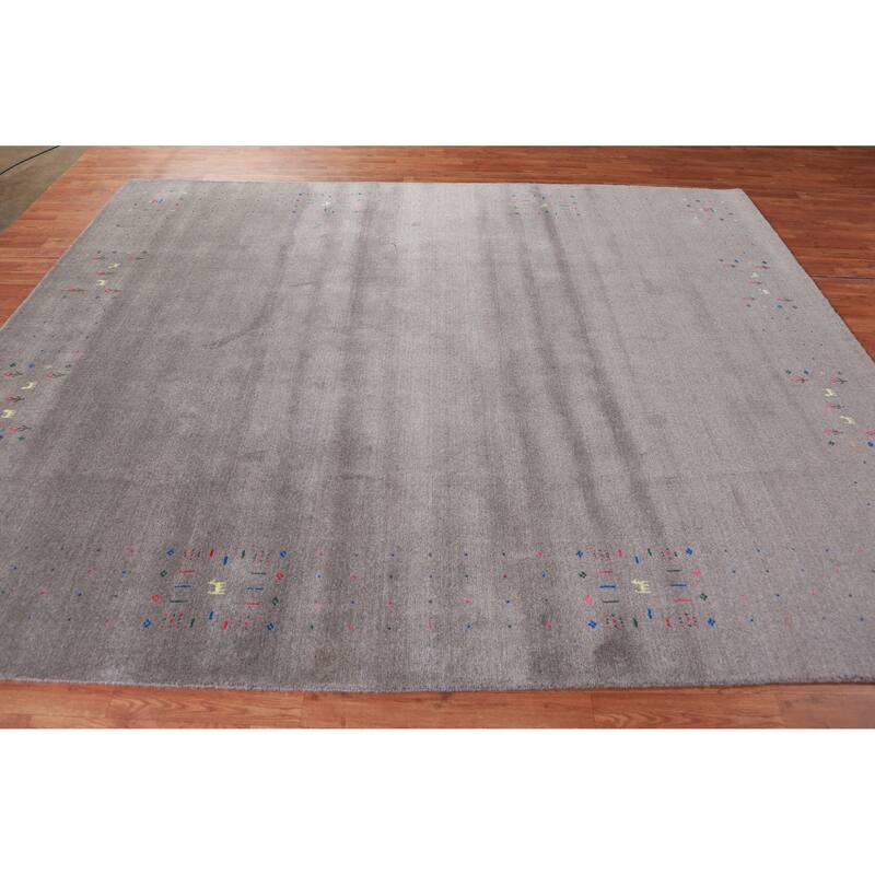 Hand Knotted Oriental 100% Wool Carpet Tribal Tribal Greys & Charcoal Gabbeh Area Rug - 10' 0'' X 8' 1''