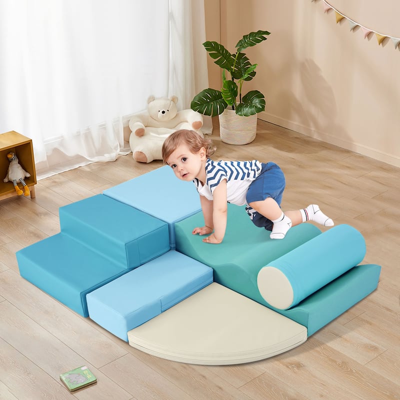 6 in 1 Soft Climb and Crawl Foam Playset, Soft Play Kids Playground, Kids Crawling and Climbing Indoor Active Play Structure