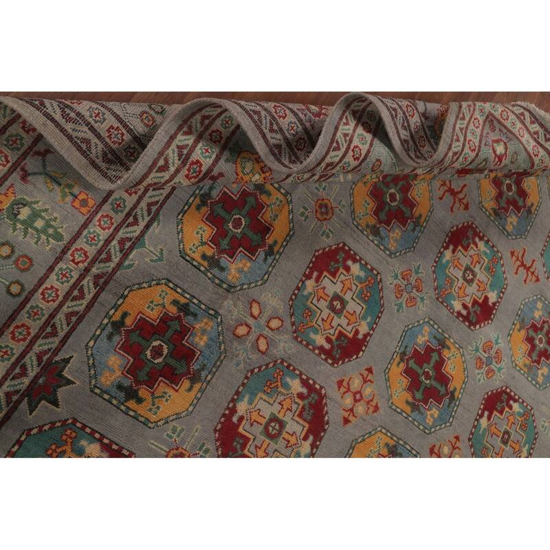 All-Over Geometric Kazak Oriental Area Rug Wool Carpet - 8'5" x 11'9"