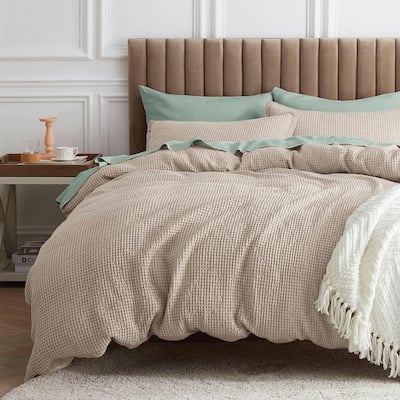 Comforter Set King Waffle Weave Bed Set, 3 Pieces