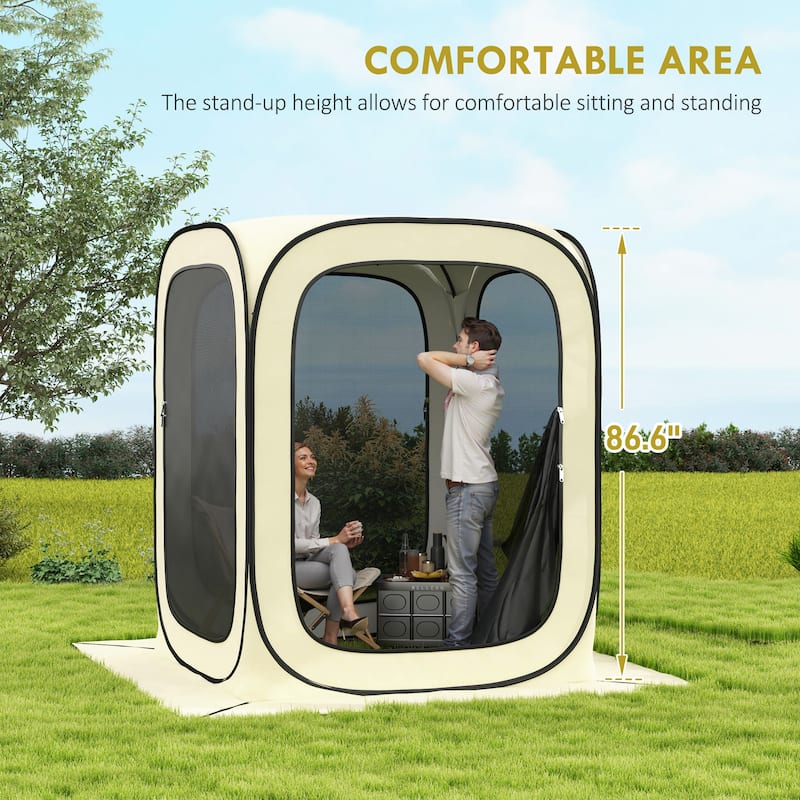 Pop Up Canopy Screen Room with Mesh Sides and UV Protection for Outdoor Camping and Backyard Gatherings