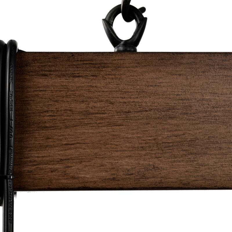Irma Natural Wooden Beam Linear Chandelier with 5 Lights - Antique Black