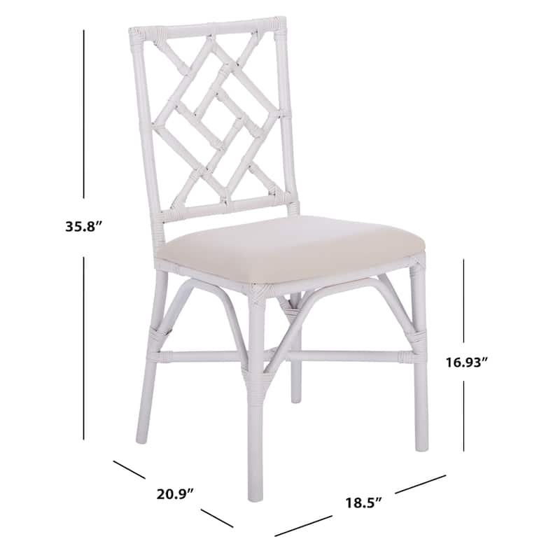 SAFAVIEH Maye Rattan Accent Chair with Cushion (Set of 2) - 18.5" W x 20.9" L x 35.8" H - 19Wx21Dx36H