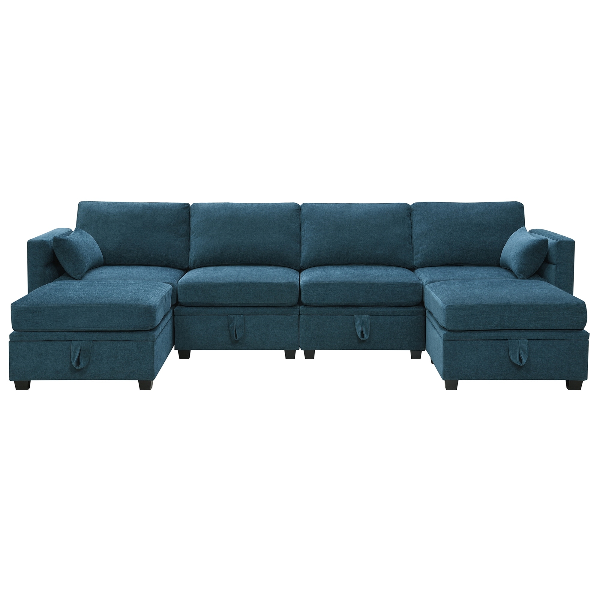 Modular Sectional Sofa U Shaped Couch with Adjustable Armrests and Backrests 6 Seat Reversible Sofa Bed for Living Room
