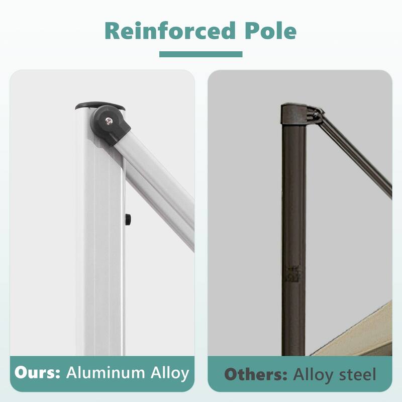 Outdoor 13' x 10' 360 Degree Rotation Double Top Cantilever Umbrella