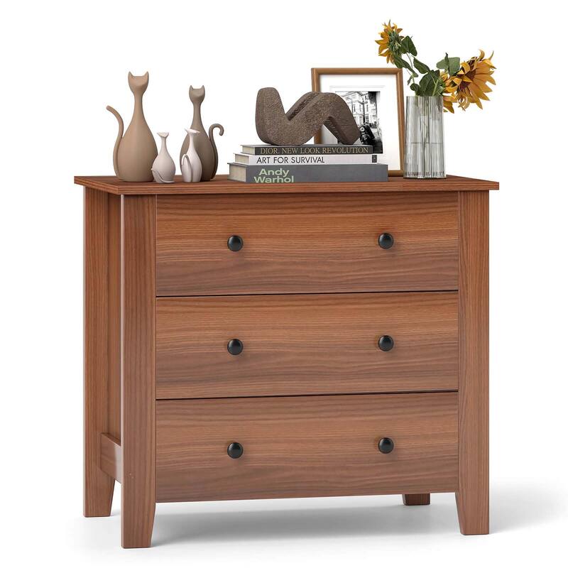 Costway 2 PCS 3-drawer Dresser with Convenient Handles Smooth Slide