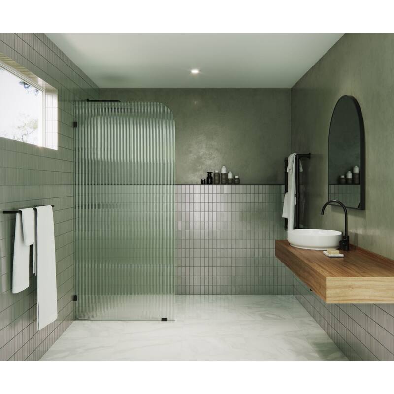 Glass Warehouse FL-RAD-34-L Aurora 78" High x 34" Wide Shower Screen - Oil Rubbed Bronze