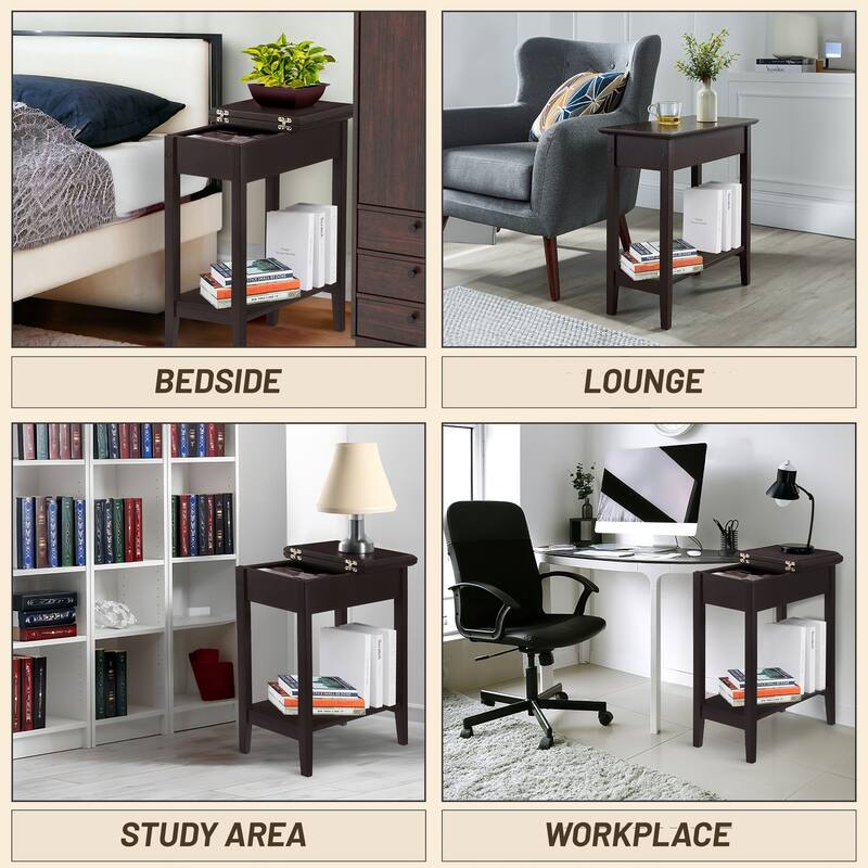Stylish Slim End Table, Narrow Nightstand, and Skinny Bedside Table