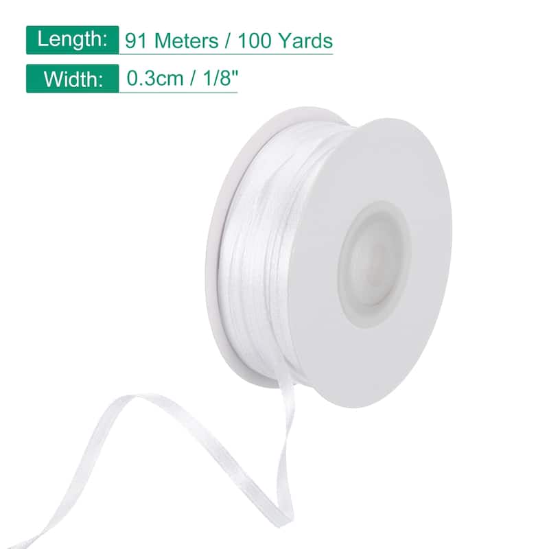 Satin Ribbon, 1/8 Inch x 100 Yards Double Face Satin Ribbon - 1/8 Inch - White
