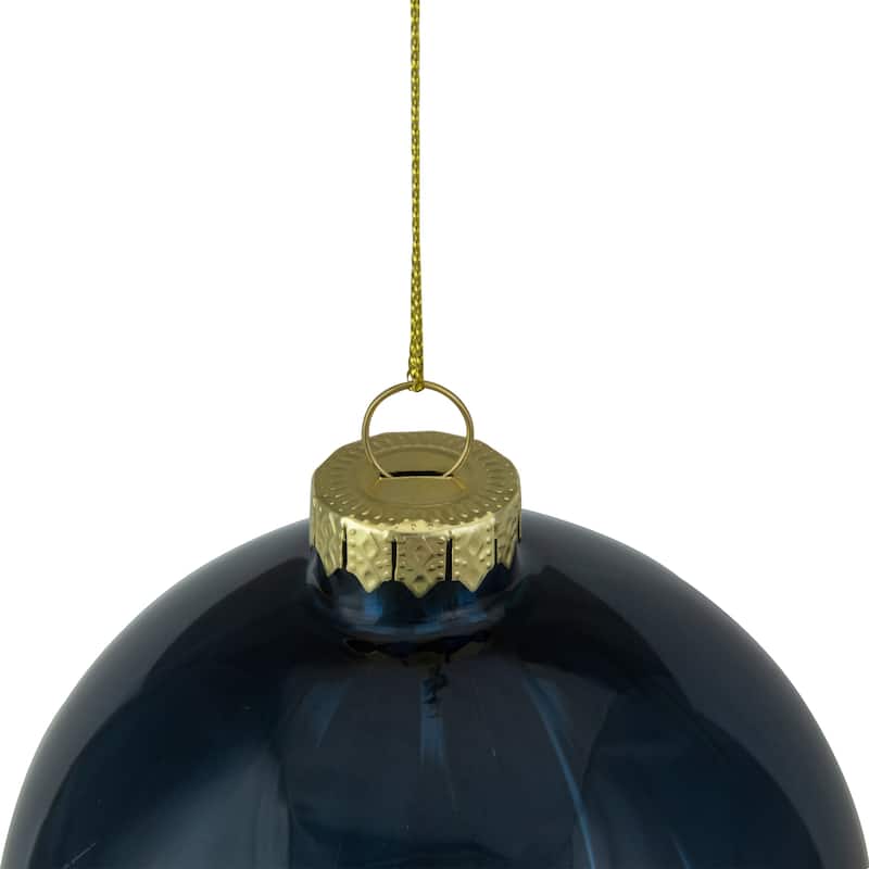 4" Shiny Royal Blue Glass Christmas Ball Ornament