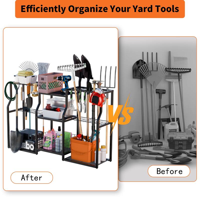 Garden Tool Organizer Stand Organization Yard Tool Racks with wheels