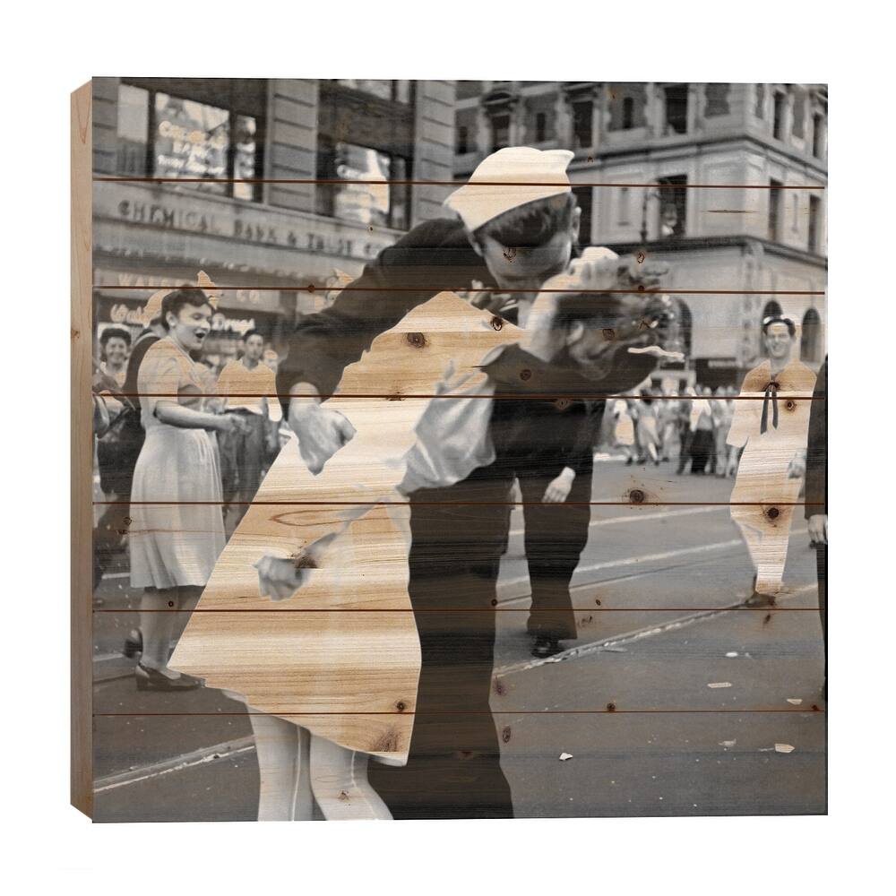 Kissing the War Goodbye - V-J Day in Times Square Print On Wood by Victor Jorgensen - Multi-Color