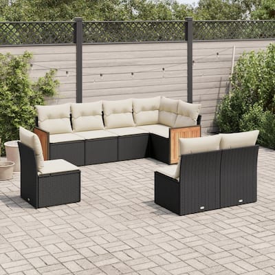 vidaXL Patio Sofa Set with Cushions Outdoor Conversation Furniture Poly Rattan