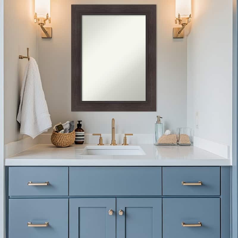 Sloped Non-Beveled Framed Bathroom Vanity Wall Mirror