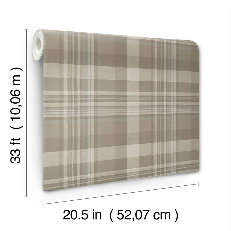 Dutton Plaid Light Brown Wallpaper