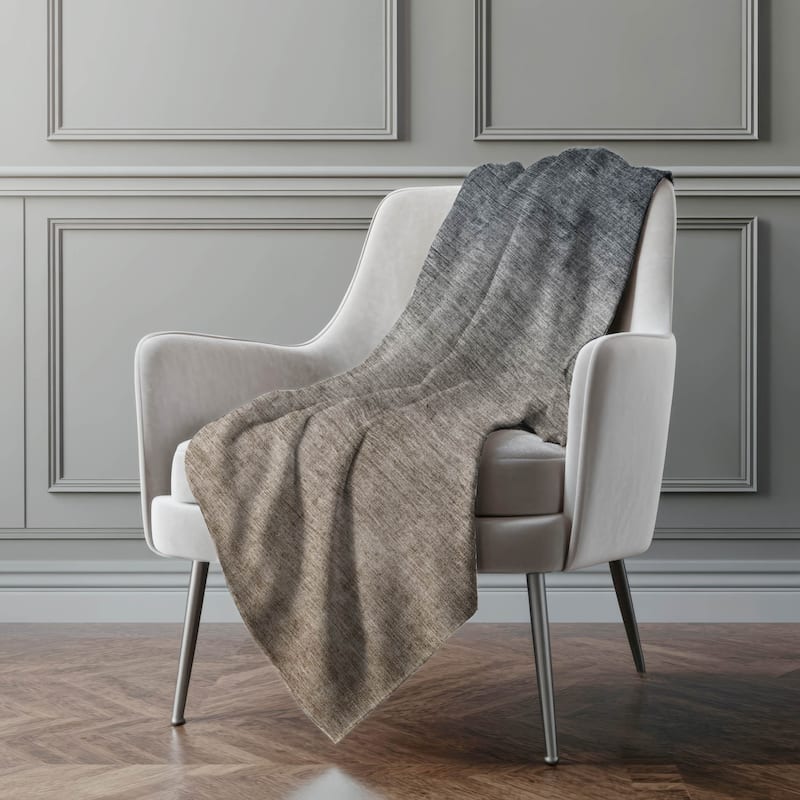 Premium Machine Washable Solid Ombre Sherpa Throw Blanket - Gray - 4'2" x 5'10"