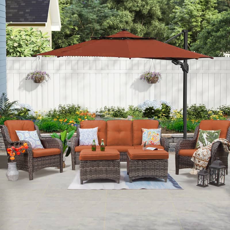 Cozywor 5-Piece Wicker Outdoor Patio Conversation Set