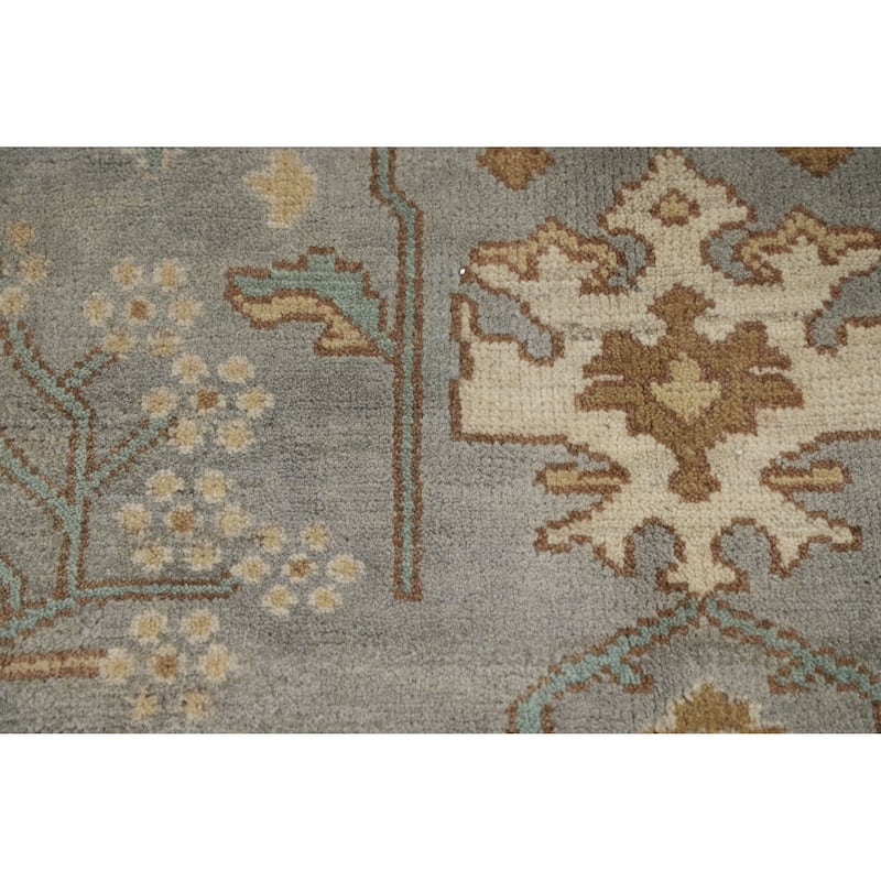Transitional Blue Oushak Indian Area Rug Handmade Wool Carpet - 9'1" x 11'8"