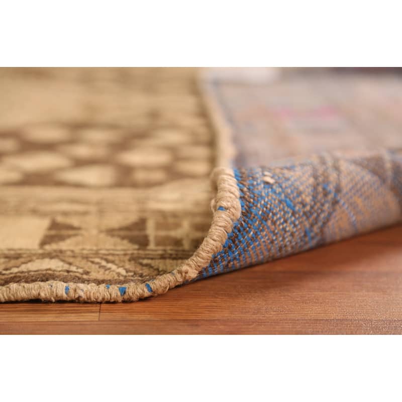 Hand Knotted Oriental 100% Wool Carpet Traditional Tribal Brown Hamedan Runner Rug - 9' 8'' X 4' 0''