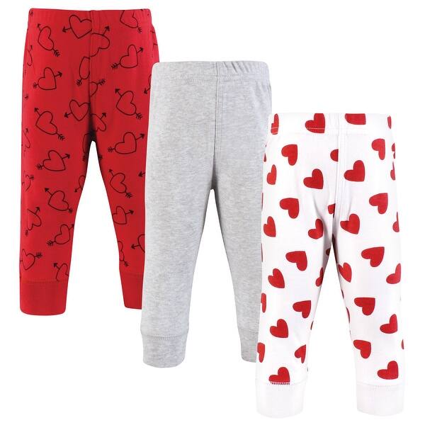 slide 1 of 1, Hudson Baby Infant Girl Cotton Pants and Leggings, Love Hearts 0-3 Months - Love Hearts