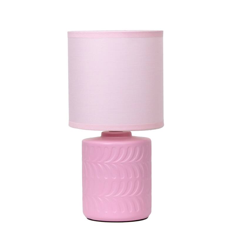 Floral Textured Ceramic Table Lamp with Drum Shade - 10" - Pink