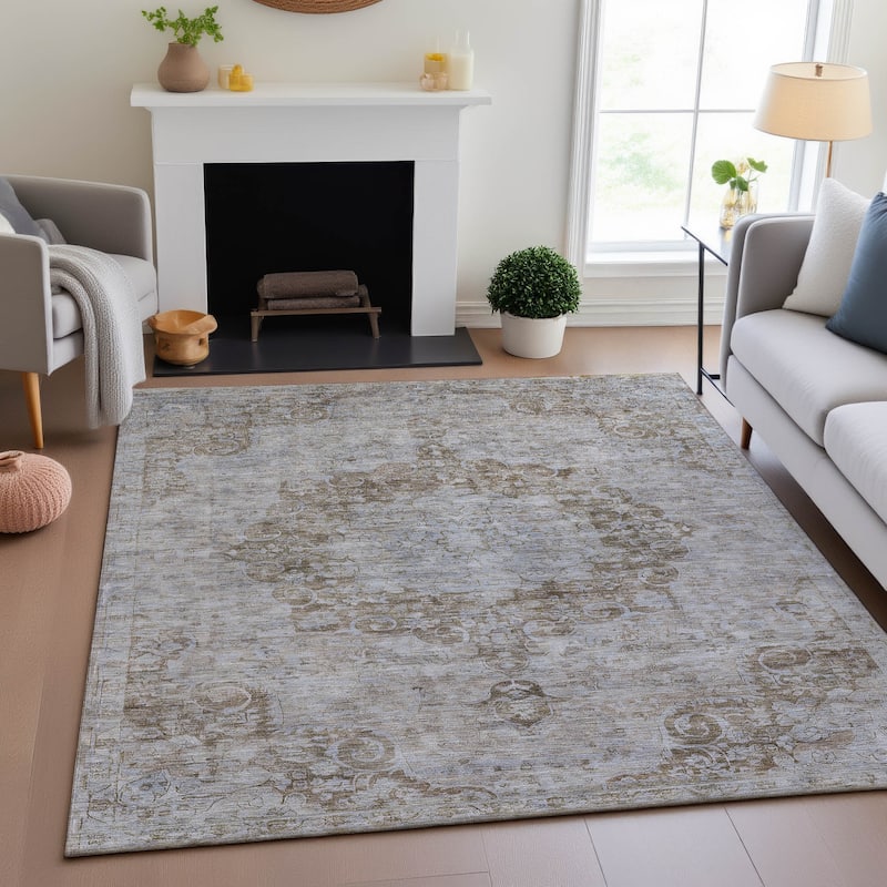 Premium Washable Super Soft Vintage Traditional Mayfield Rug - Chocolate - 9' x 12'