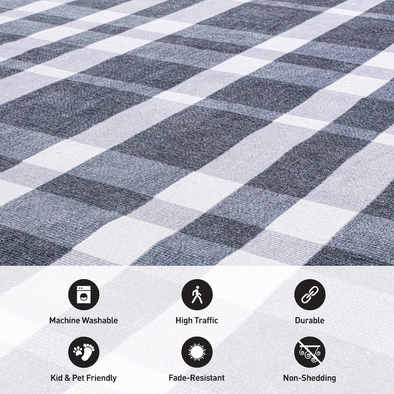 Modern Plaid Machine Washable Area Rug