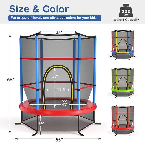 Gymax 55'' Trampoline for Kids Toddler Recreational Trampoline w/