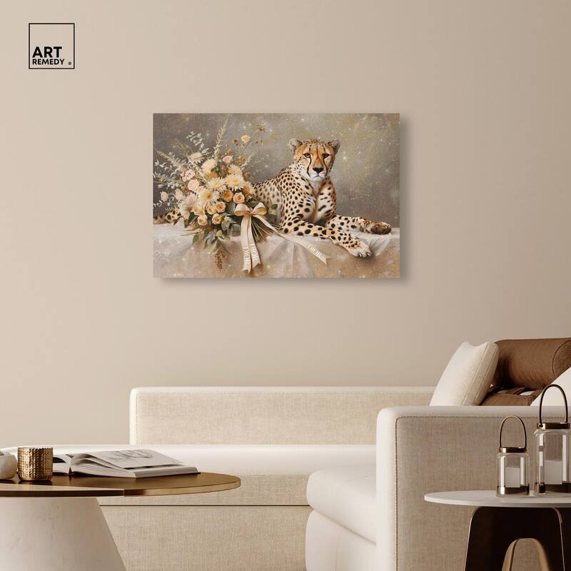 Bouquet Cheetah Canvas by Art Remedy, Gallery Wrapped