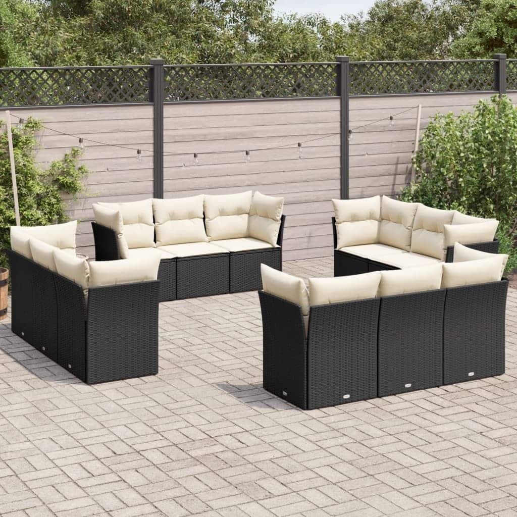 vidaXL Garden Sofa Set Black PE rattan Large Modular Garden Sofa Set - 24.4 x 24.4 x 27.2