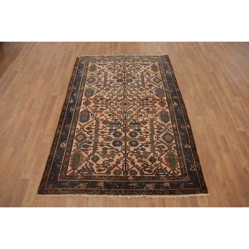 Hand Knotted Oriental 100% Wool Carpet Traditional Floral Peach Lilian Area Rug - 6' 6'' X 4' 5''