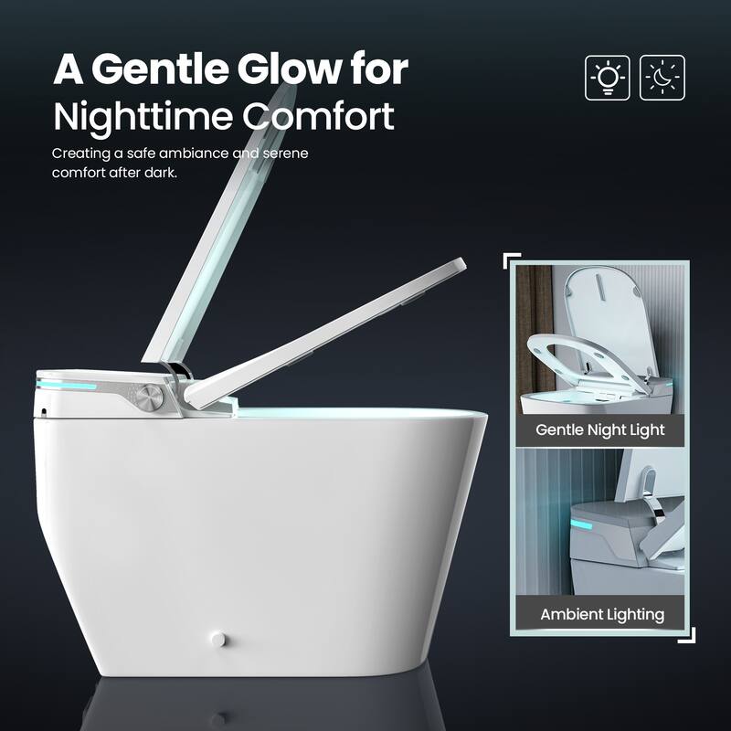 Yecla Elongated Smart Bidet Toilet Combo with LED screen display,ADA Chair Height, Heated Seat, Dryer & Foot/Remote Flush