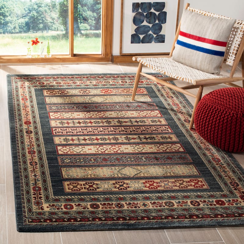 SAFAVIEH Mahal Concha Traditional Oriental Rug - 6'7" Square - Navy/Creme