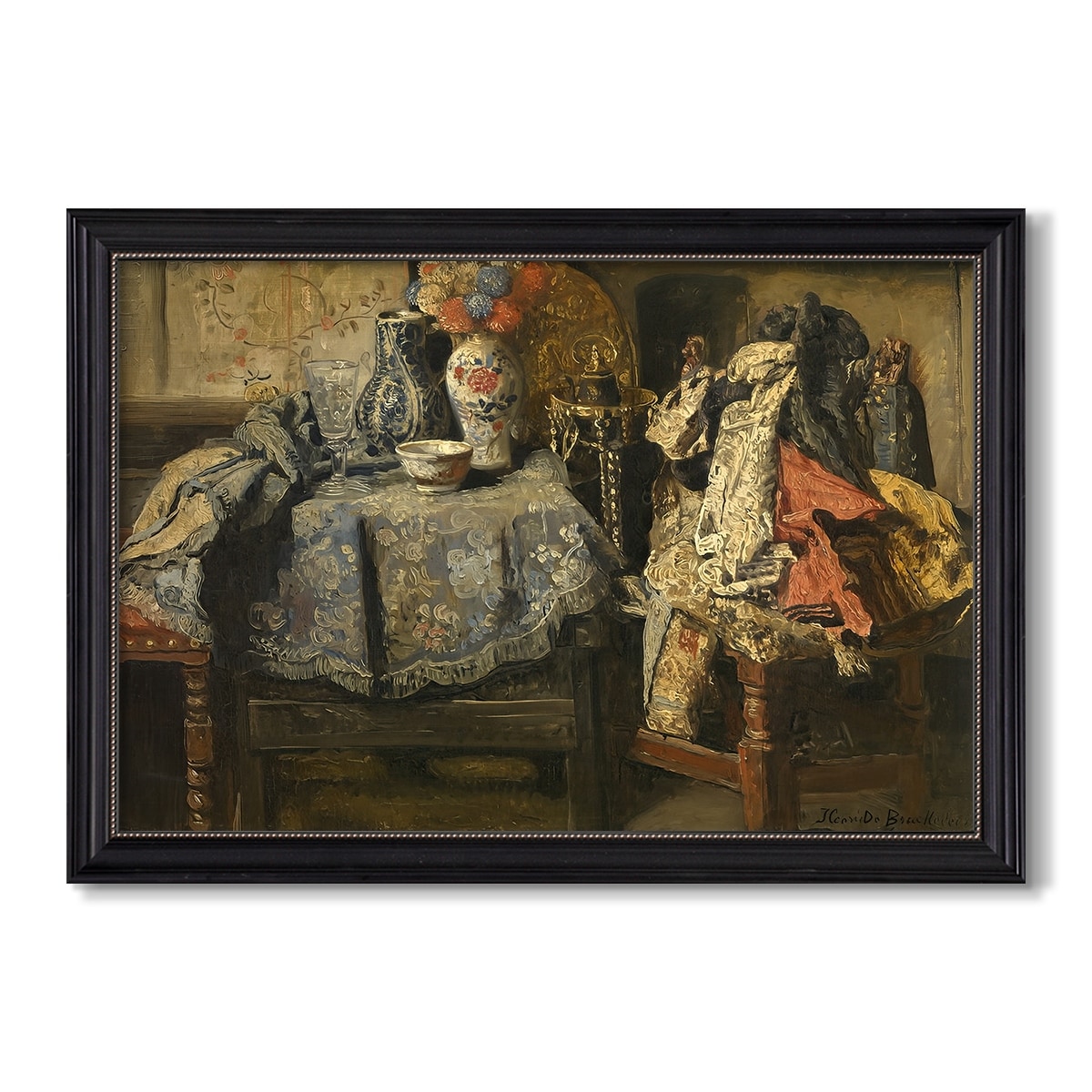 Still Life Requisites 1885-Henri de Braekeleer-Custom Framed Canvas