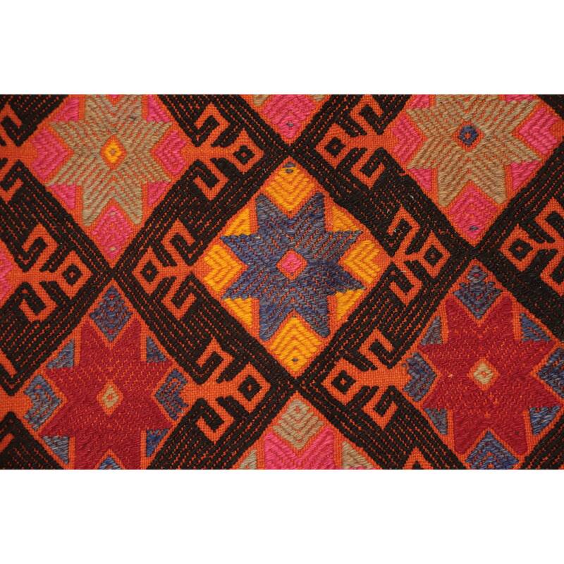 Hand Woven Oriental 100% Wool Carpet Southwestern Tribal Black Kilim Area Rug - 6' 10'' X 4' 2''