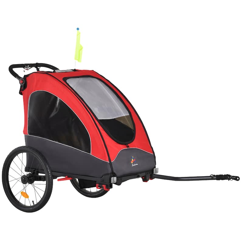 Multi-Functional Bike Trailer for Kids, Twin Stroller & Jogger with 5-Point Harness, Premium Rubber Tires, and Foldable Design