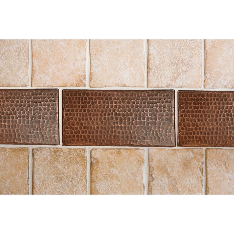 4" x 8" Hammered Copper Tile - Quantity 8 (T48DBH_PKG8) - Overstock