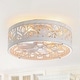 preview thumbnail 1 of 191, 16.5"/18.5"/20"/23.6"/24"/28" Vintage Distressed White Low Profile Caged Ceiling Fan with Light and Remote (7/6/5/3-Blade) 16.5-inch - Distressed White-Classic Modern