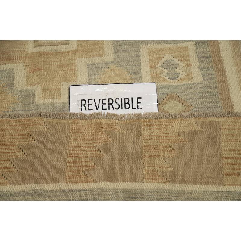 Hand Woven Oriental 100% Wool Carpet Southwestern Tribal Greys & Charcoal Kilim Area Rug - 9' 1'' X 5' 8''