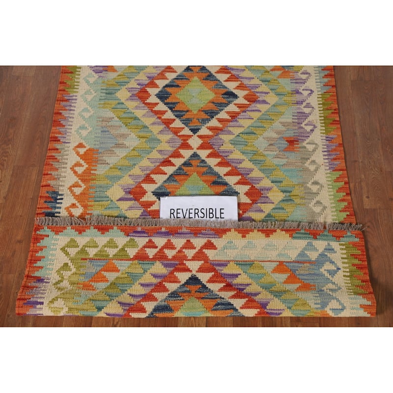 Southwestern Kilim Rug Flatweave Geometric Wool Carpet - 3'4"x 5'0"