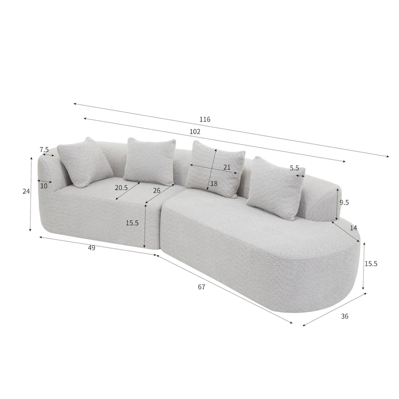 Christopher Knight Home - Olivia Curved Foam Sofa Set - 116"L