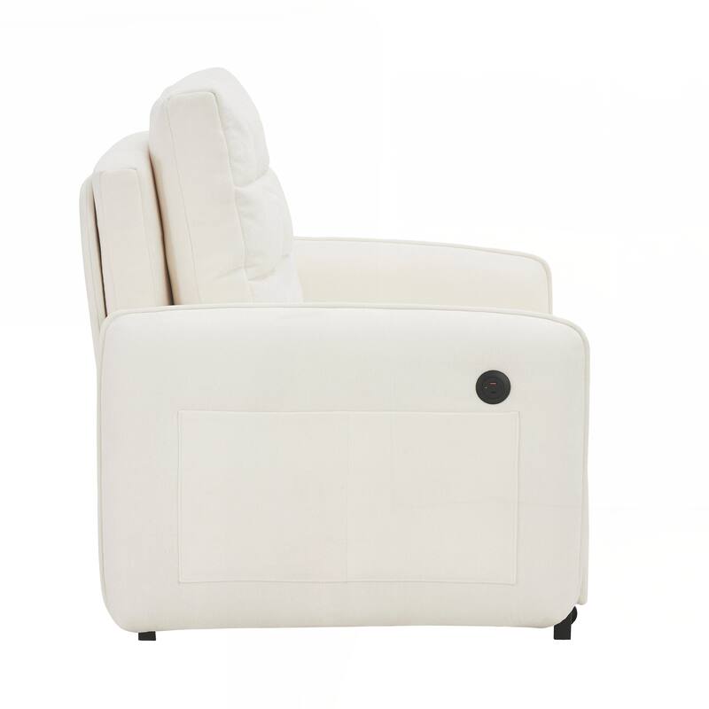 80" Extra Long Pull Out Sleeping Lounge with USB Charging, Storage Pockets and Box