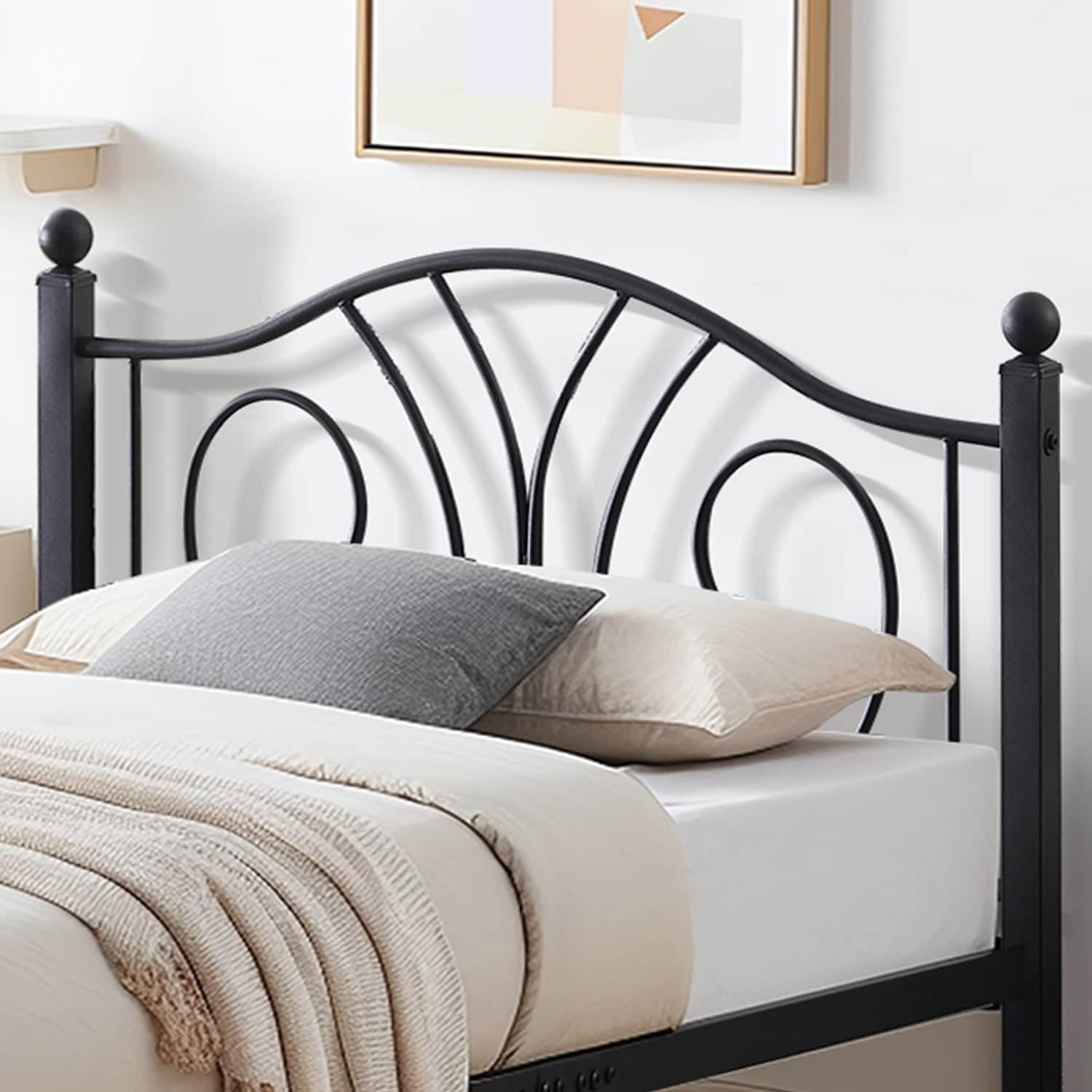 Javlergo 2-Pack Twin Size Bed Frame with Roman Columns Curved