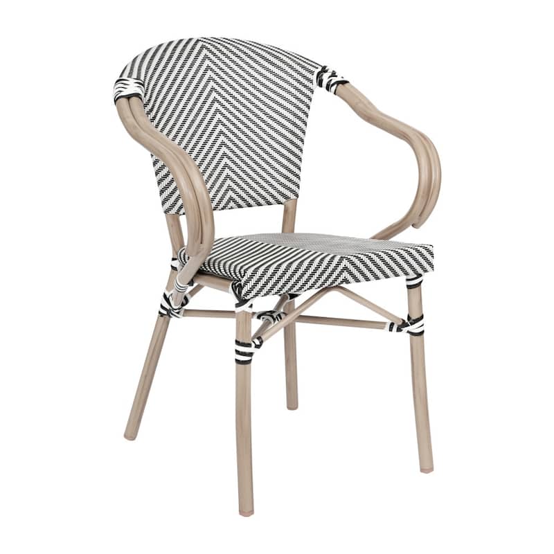 All-Weather Commercial Paris Chair with Arms and Metal Frame