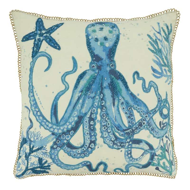 Octopus Design Throw Pillow - Feather Down - 20"