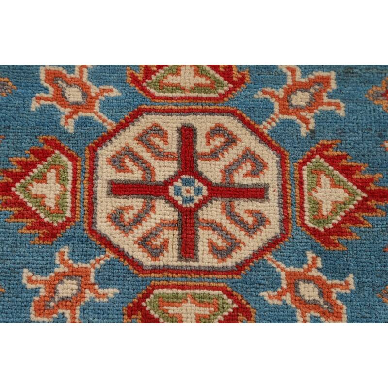 Light Blue Kazak Accent Rug Handmade Wool Carpet - 2'9" x 4'1"