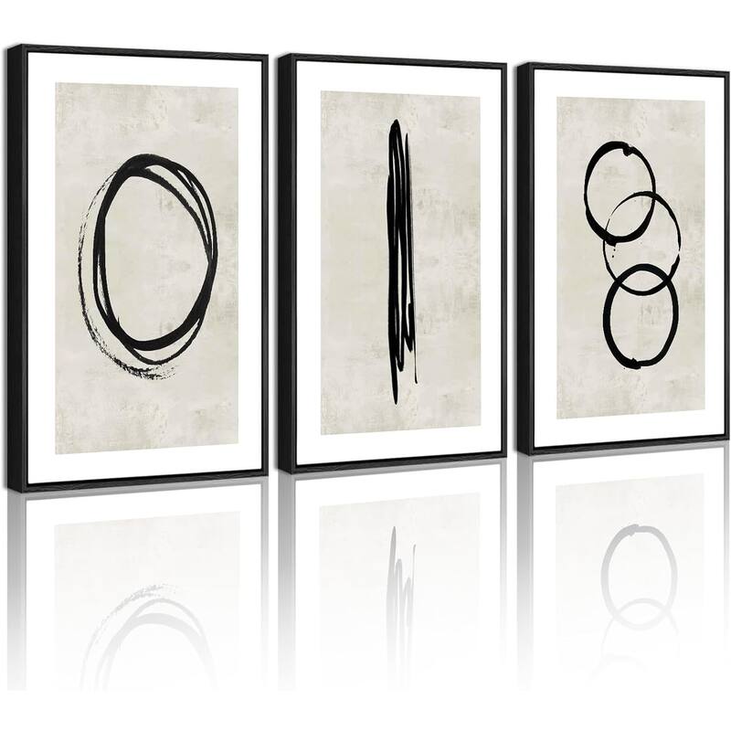 Black Abstract Wall Art Minimalist Lines - 11 x 14